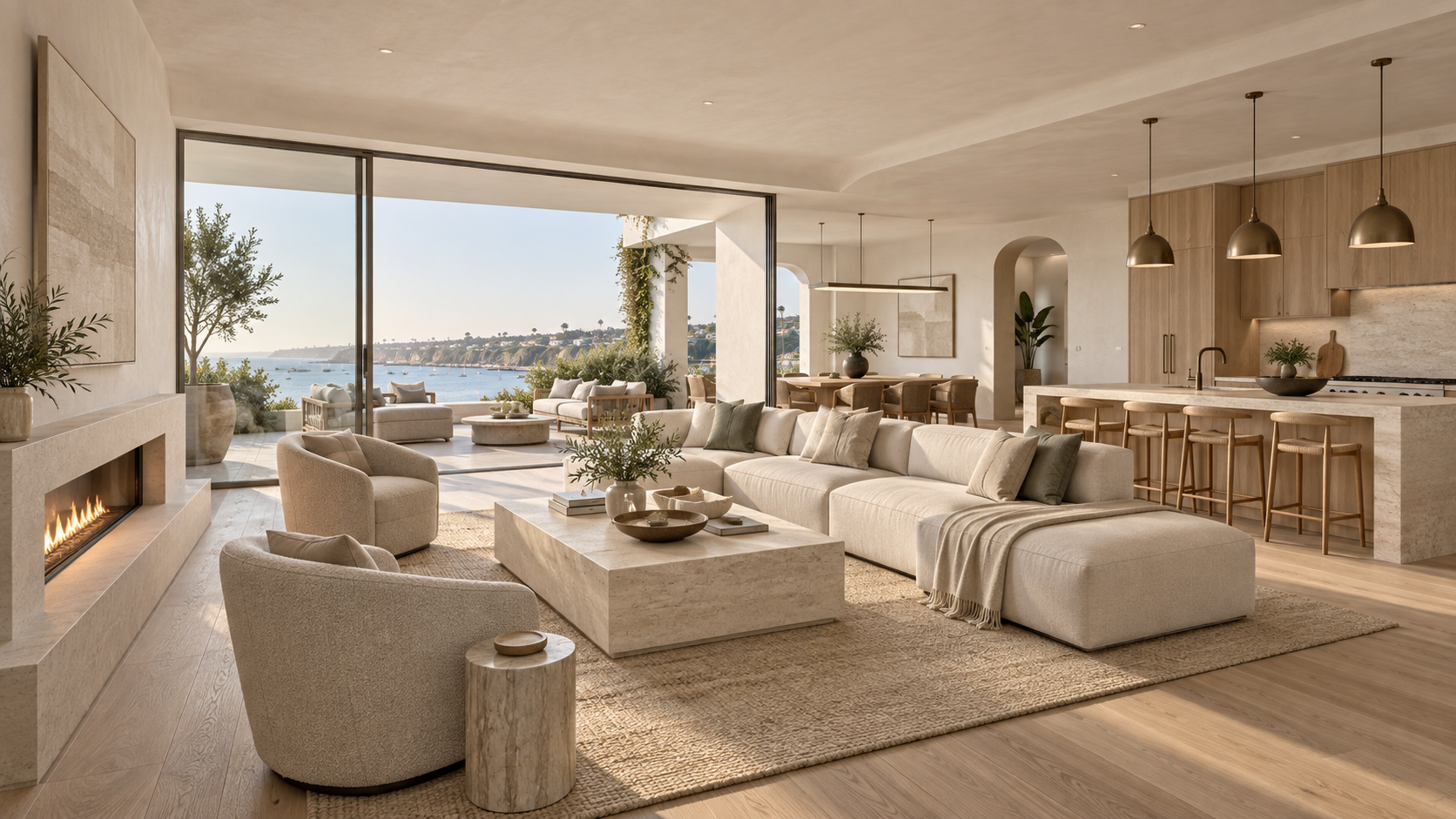Illustrative warm coastal interior concept for Heather Lane