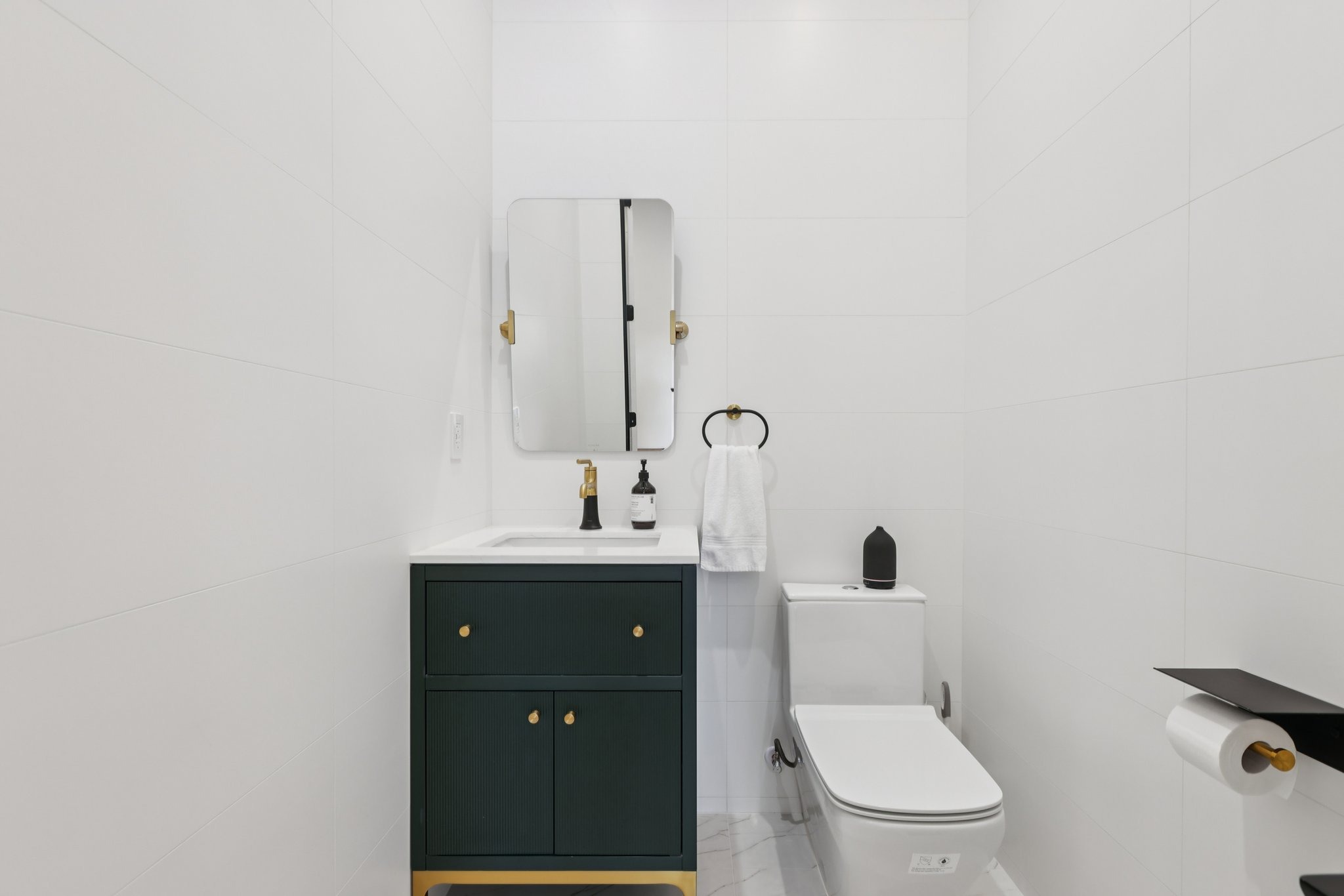 Wide view of the powder room