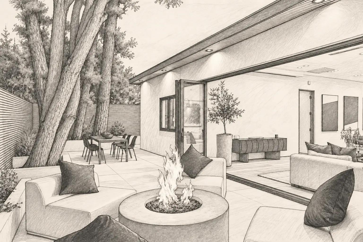 20 courtyard twilight sketch