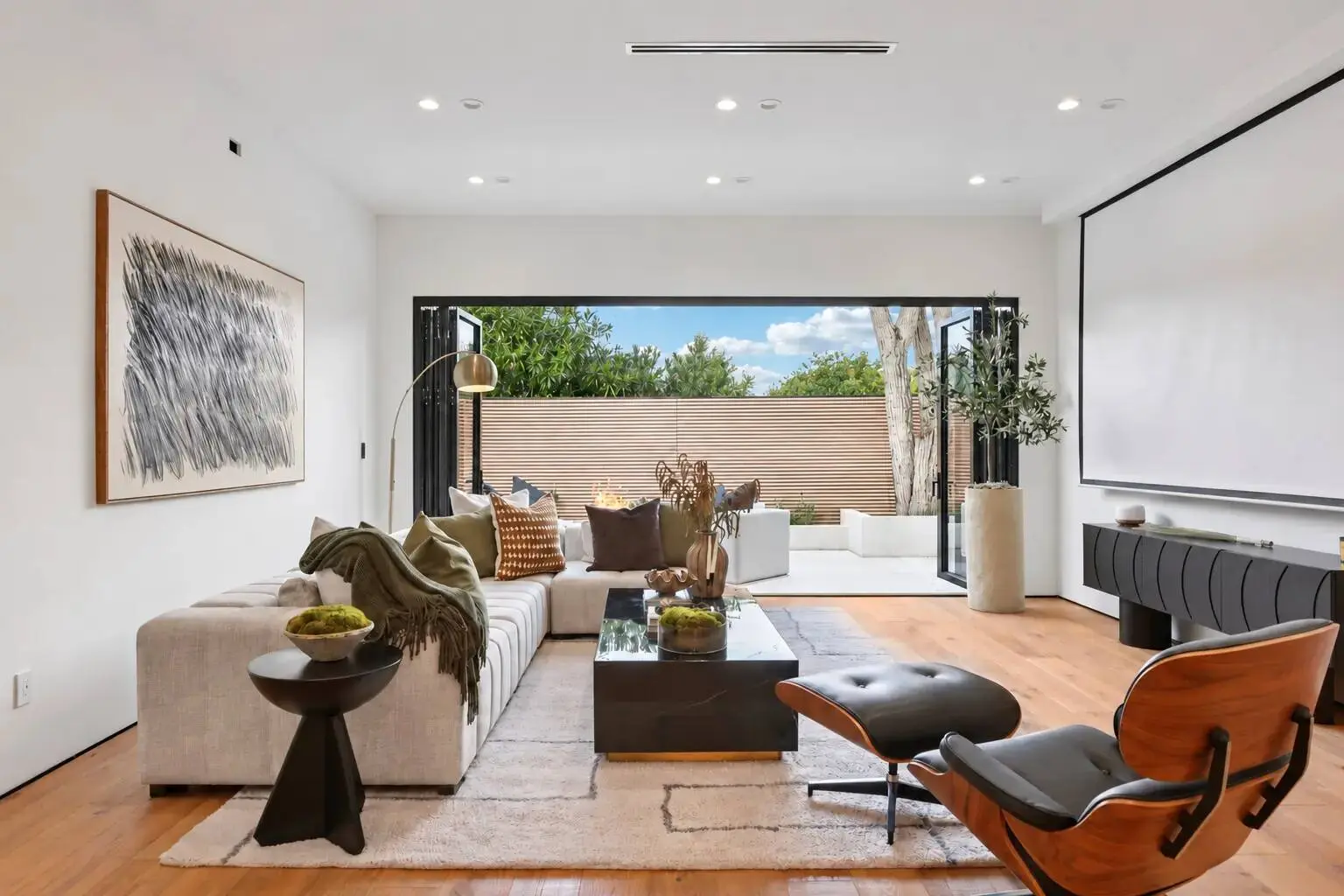 Living room opening to the courtyard